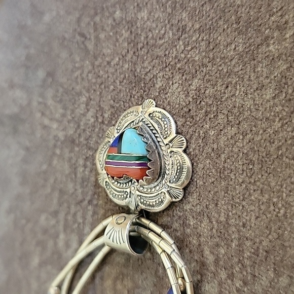 QT Sterling Oxidized Silver Navajo Heart Pendant Liquid Silver Torsade Necklace - Picture 8 of 8